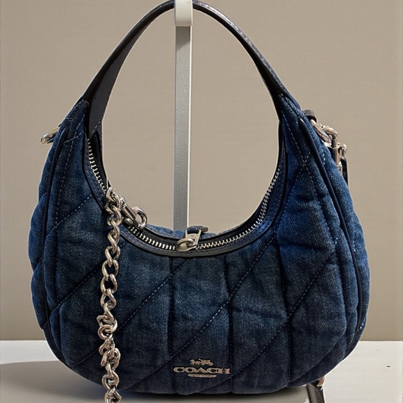 Coach Blue Denim Hobo Bag W Leather Crossbody Strap. Dustbag NWT - Picture 3 of 9